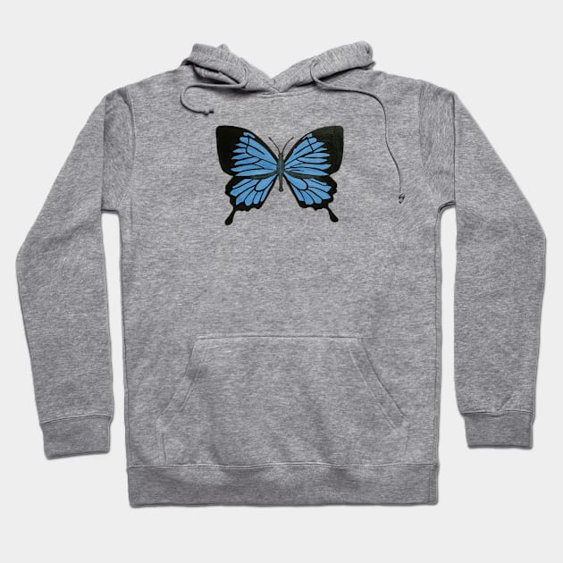 Blue Butterfly Hoodie by Del Doodle Design